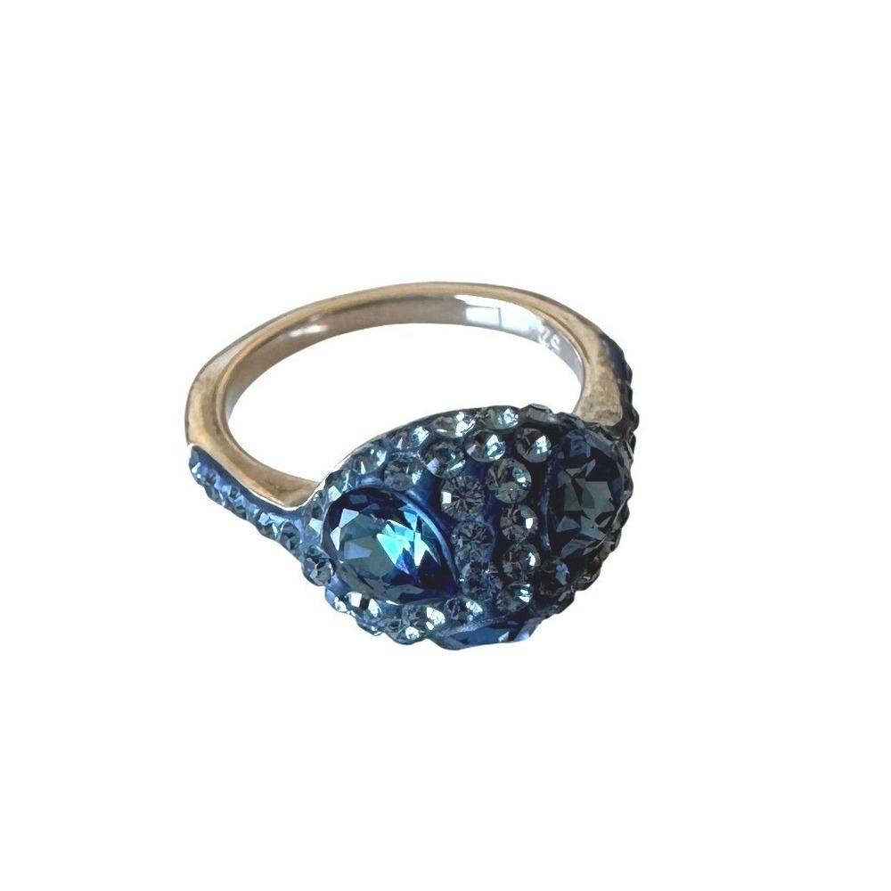 Swarovski Moselle Stacking Ring Dark Blue Atelier Core Collection Silver Size 7